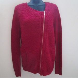 WHBM Red Asymmetric Sweater Jacket